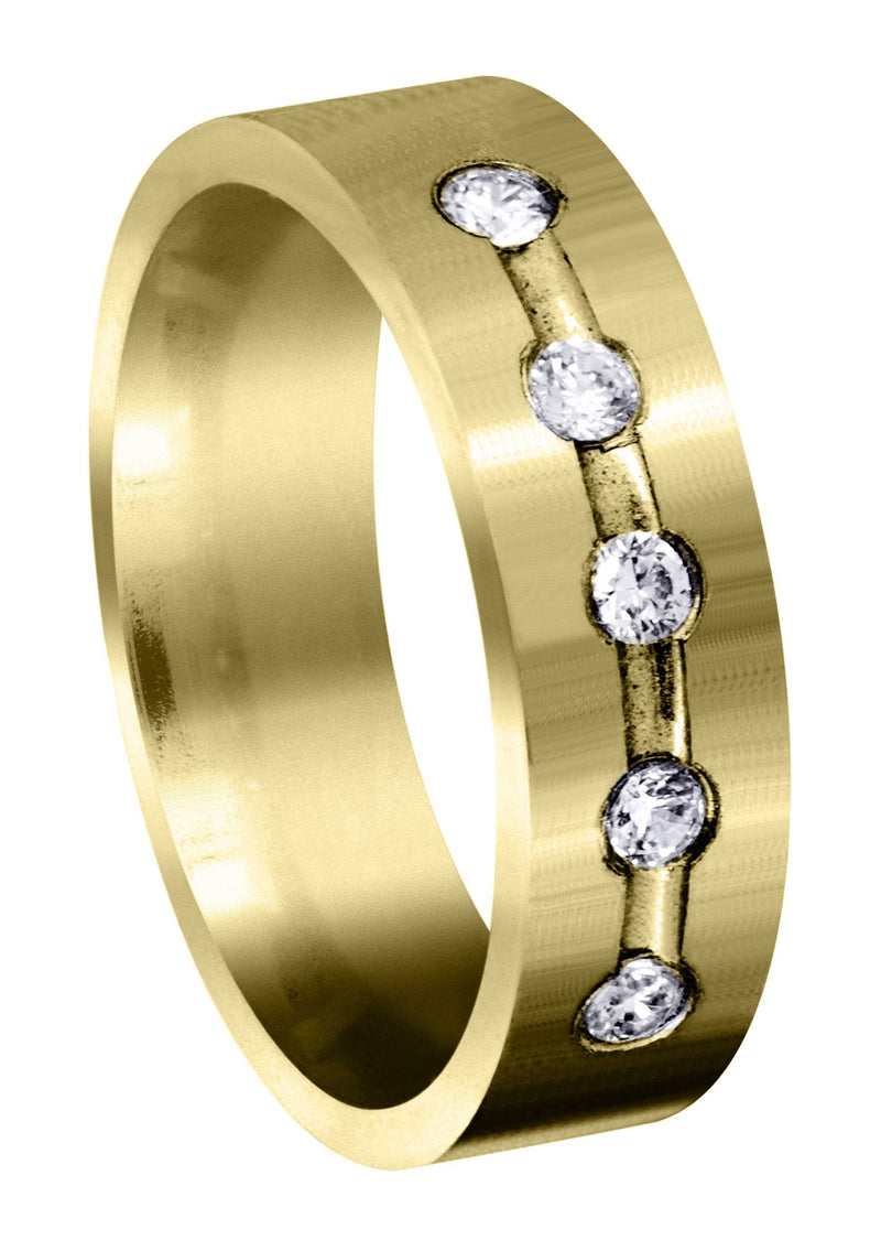 Yellow Gold Diamond Mens Engagement Ring | 0.25 Carats | Satin Finish (Hector)