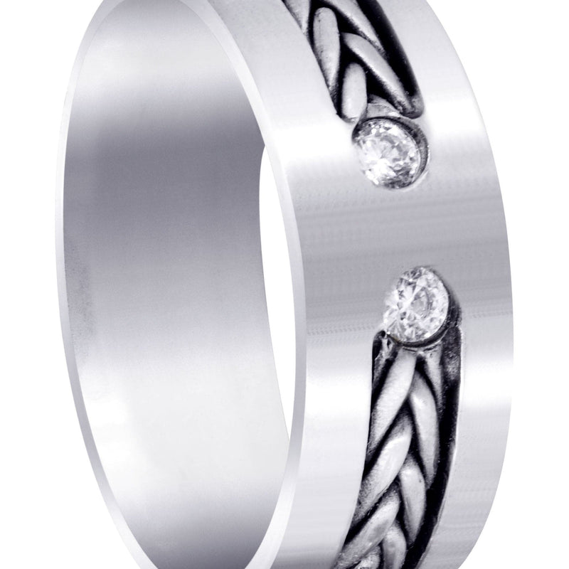 Diamond Mens Wedding Band | 0.14 Carats | Satin Finish (Emilio)