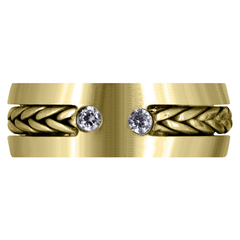 Yellow Gold Diamond Mens Wedding Band | 0.14 Carats | Satin Finish (Emilio)