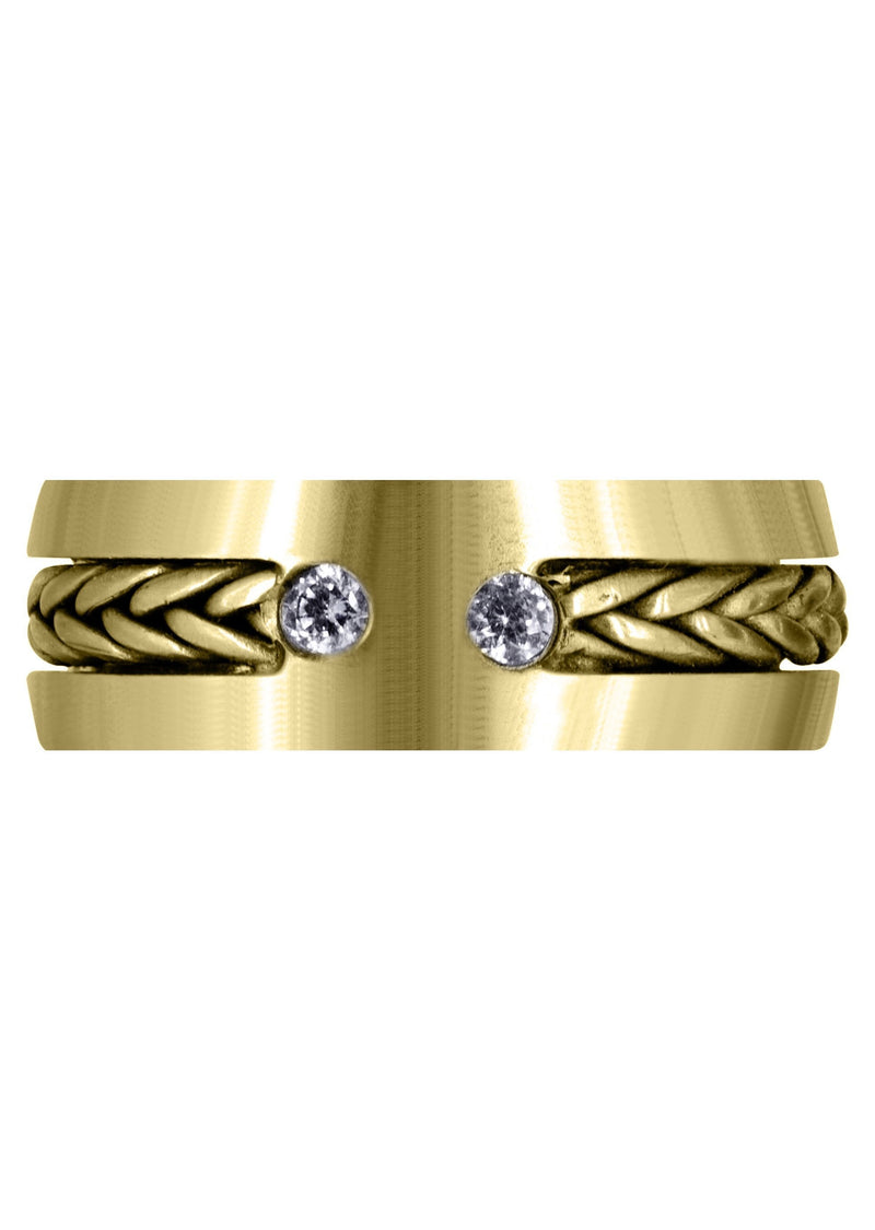 Yellow Gold Diamond Mens Wedding Band | 0.14 Carats | Satin Finish (Emilio)