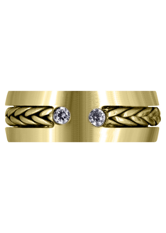 Yellow Gold Diamond Mens Wedding Band | 0.14 Carats | Satin Finish (Emilio)
