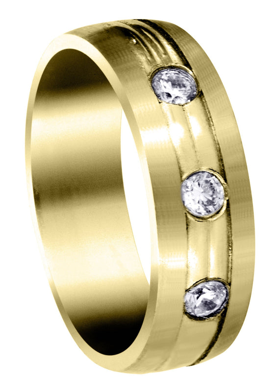 Yellow Gold Diamond Mens Wedding Band | 0.36 Carats (Brennan)