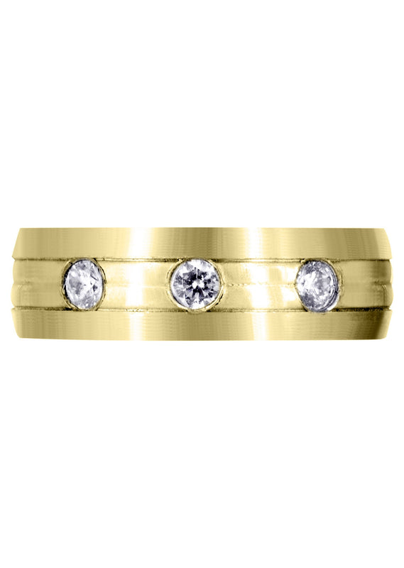 Yellow Gold Diamond Mens Wedding Band | 0.36 Carats (Brennan)