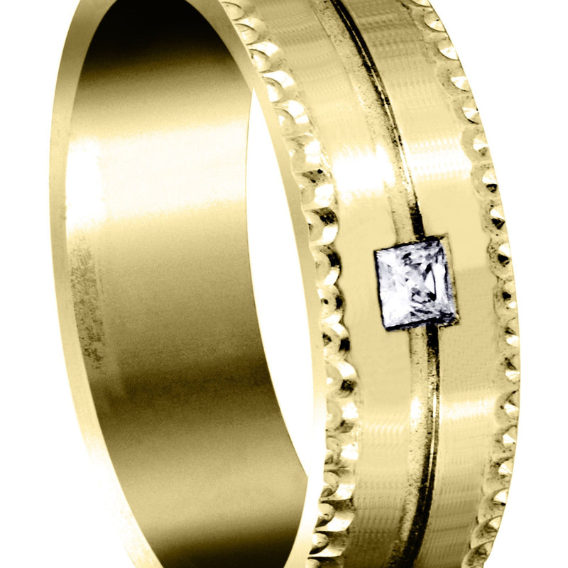 Yellow Gold Diamond Mens Wedding Band | 0.1 Carats (Odin)