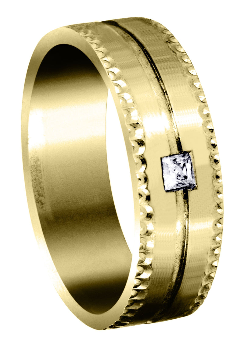 Yellow Gold Diamond Mens Wedding Band | 0.1 Carats (Odin)