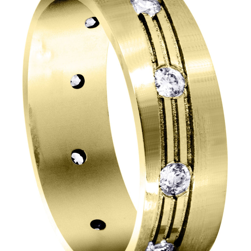 Yellow Gold Diamond Mens Wedding Band | 0.5 Carats (Hendrix)