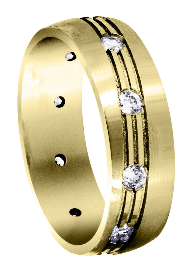 Yellow Gold Diamond Mens Wedding Band | 0.5 Carats (Hendrix)