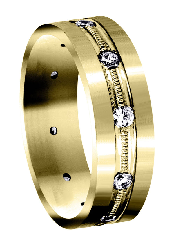 Yellow Gold Diamond Mens Wedding Band | 0.5 Carats (Franklin)