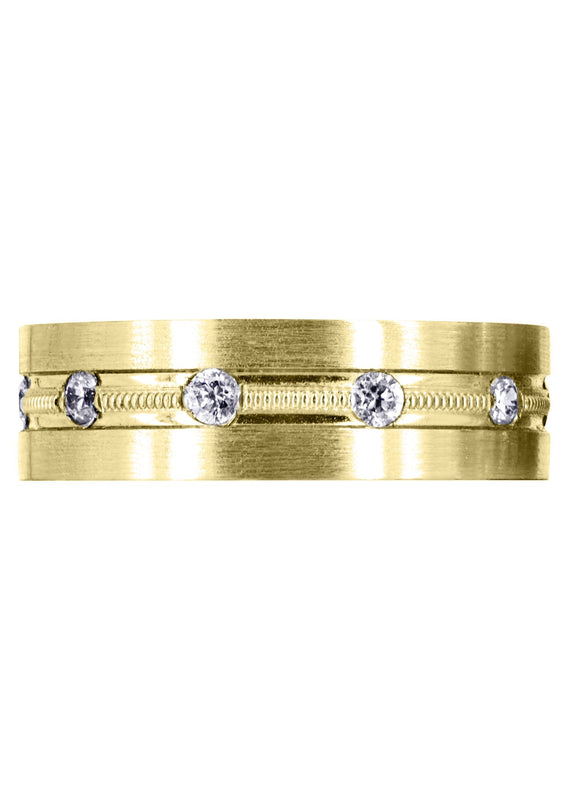 Yellow Gold Diamond Mens Wedding Band | 0.5 Carats (Franklin)