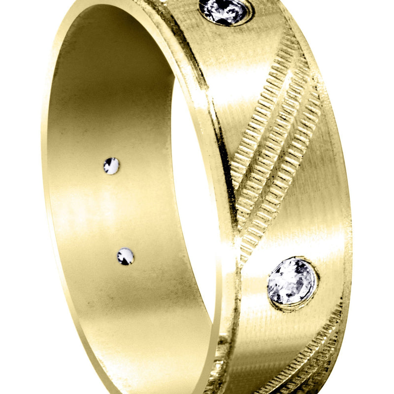 Yellow Gold Diamond Mens Wedding Band | 0.25 Carats (Raul)