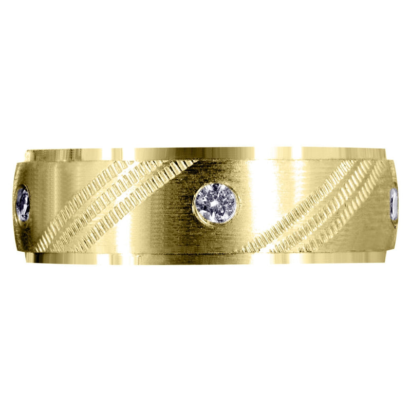 Yellow Gold Diamond Mens Wedding Band | 0.25 Carats (Raul)