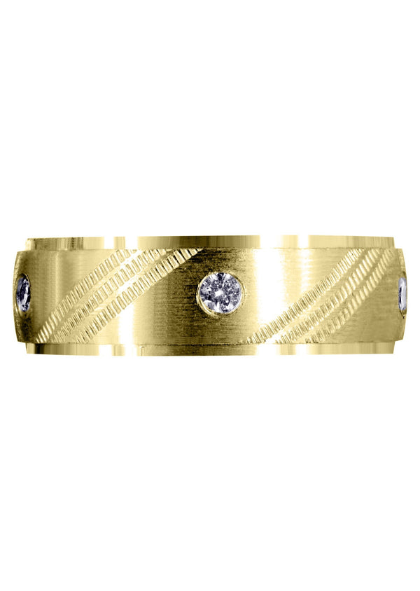 Yellow Gold Diamond Mens Wedding Band | 0.25 Carats (Raul)