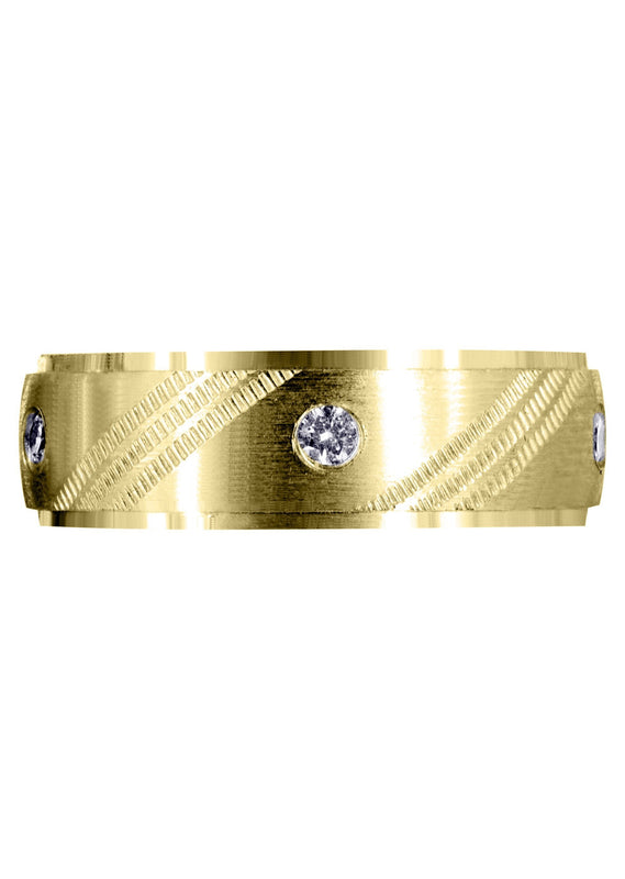 Yellow Gold Diamond Mens Wedding Band | 0.25 Carats (Raul)