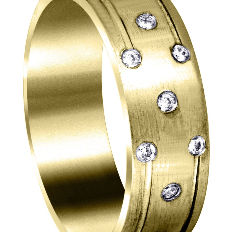 Yellow Gold Diamond Mens Wedding Band | 0.11 Carats (Donald)