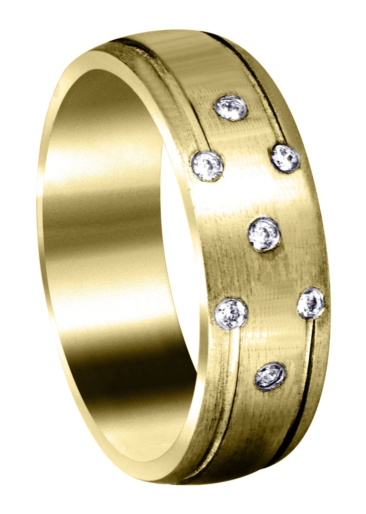 Yellow Gold Diamond Mens Wedding Band | 0.11 Carats (Donald)