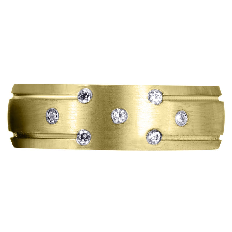 Yellow Gold Diamond Mens Wedding Band | 0.11 Carats (Donald)