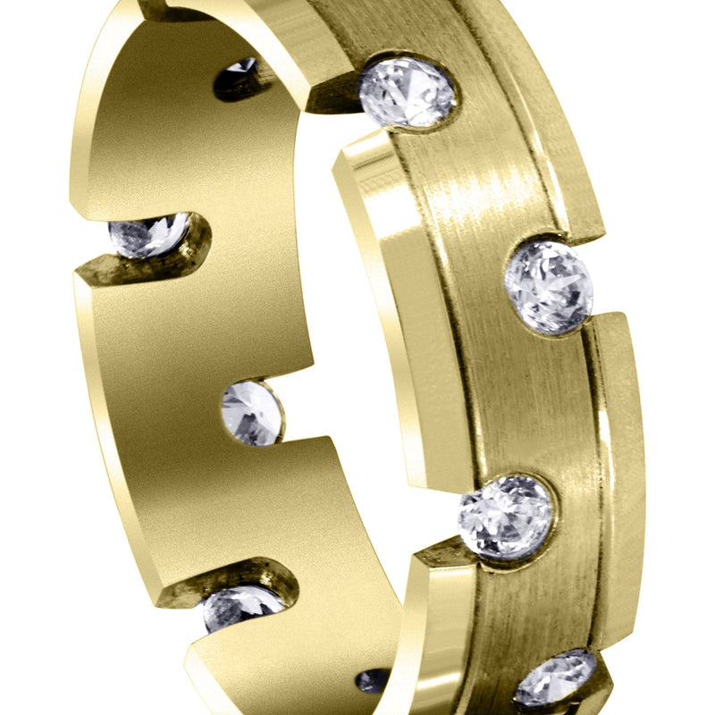 Yellow Gold Diamond Mens Wedding Band | 0.84 Carats | Satin Finish (Anderson)