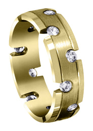Yellow Gold Diamond Mens Wedding Band | 0.84 Carats | Satin Finish (Anderson)