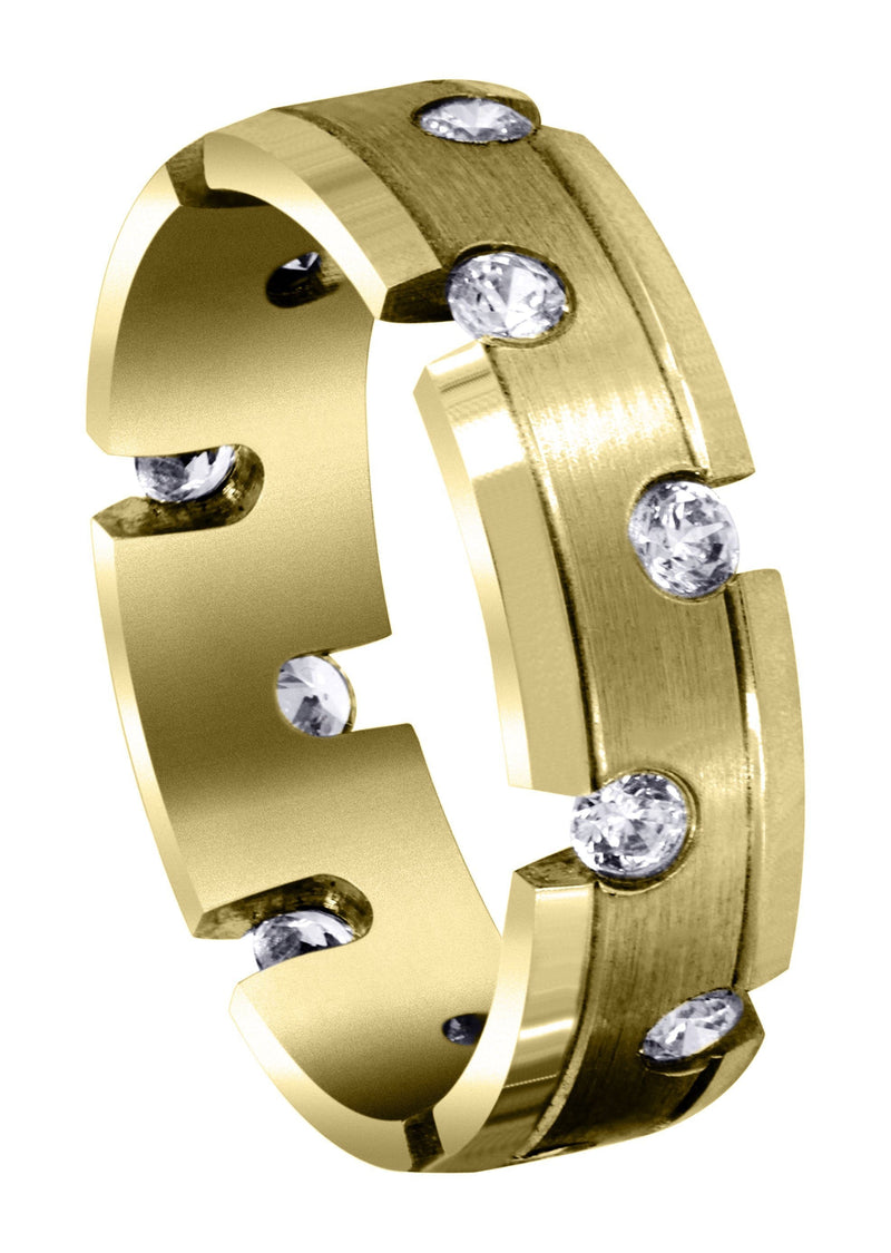 Yellow Gold Diamond Mens Wedding Band | 0.84 Carats | Satin Finish (Anderson)