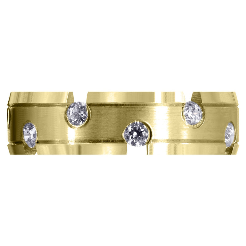Yellow Gold Diamond Mens Wedding Band | 0.84 Carats | Satin Finish (Anderson)