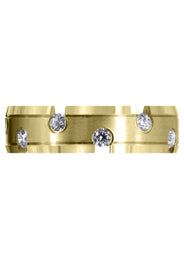 Yellow Gold Diamond Mens Wedding Band | 0.84 Carats | Satin Finish (Anderson)