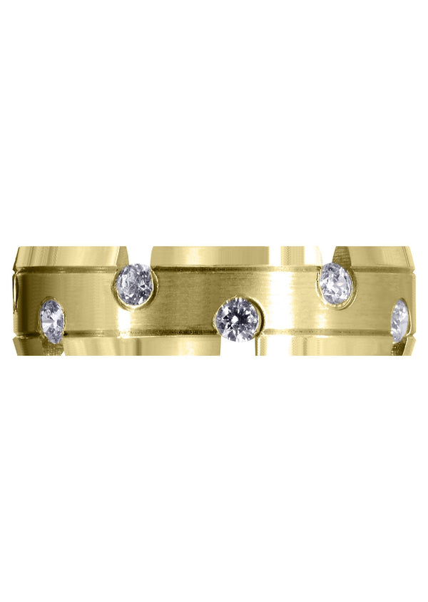 Yellow Gold Diamond Mens Wedding Band | 0.84 Carats | Satin Finish (Anderson)