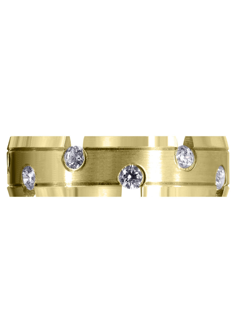 Yellow Gold Diamond Mens Wedding Band | 0.84 Carats | Satin Finish (Anderson)