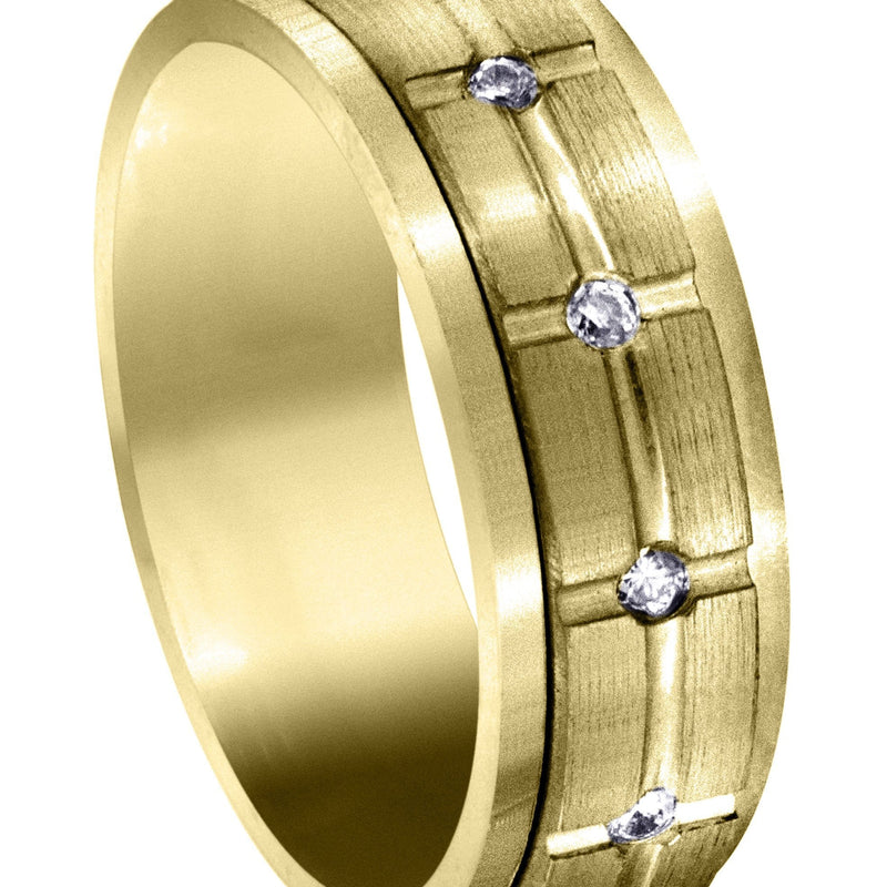 Yellow Gold Diamond Mens Wedding Band | 0.6 Carats | Satin Finish (Trevor)