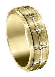 Yellow Gold Diamond Mens Wedding Band | 0.6 Carats | Satin Finish (Trevor)