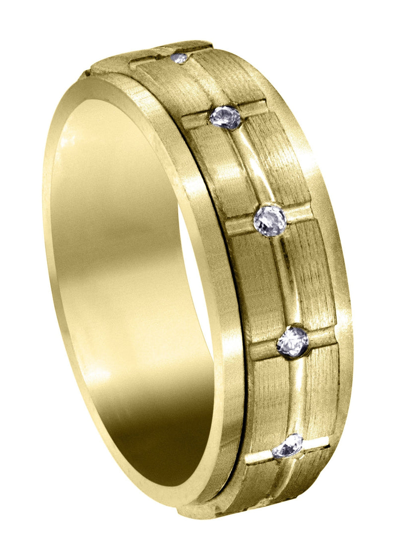 Yellow Gold Diamond Mens Wedding Band | 0.6 Carats | Satin Finish (Trevor)