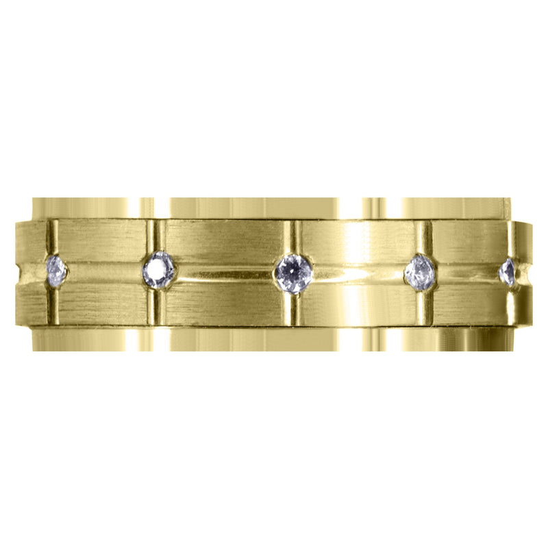 Yellow Gold Diamond Mens Wedding Band | 0.6 Carats | Satin Finish (Trevor)