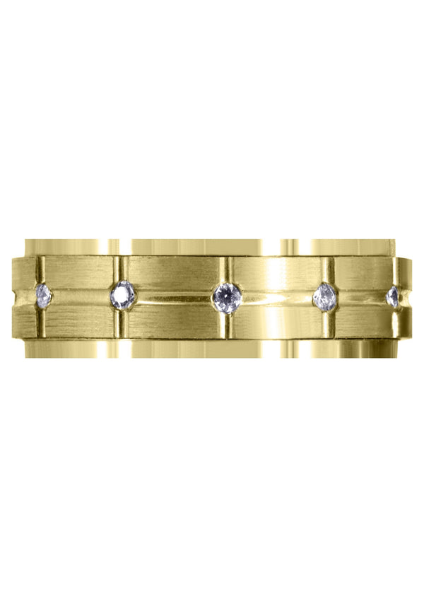 Yellow Gold Diamond Mens Wedding Band | 0.6 Carats | Satin Finish (Trevor)