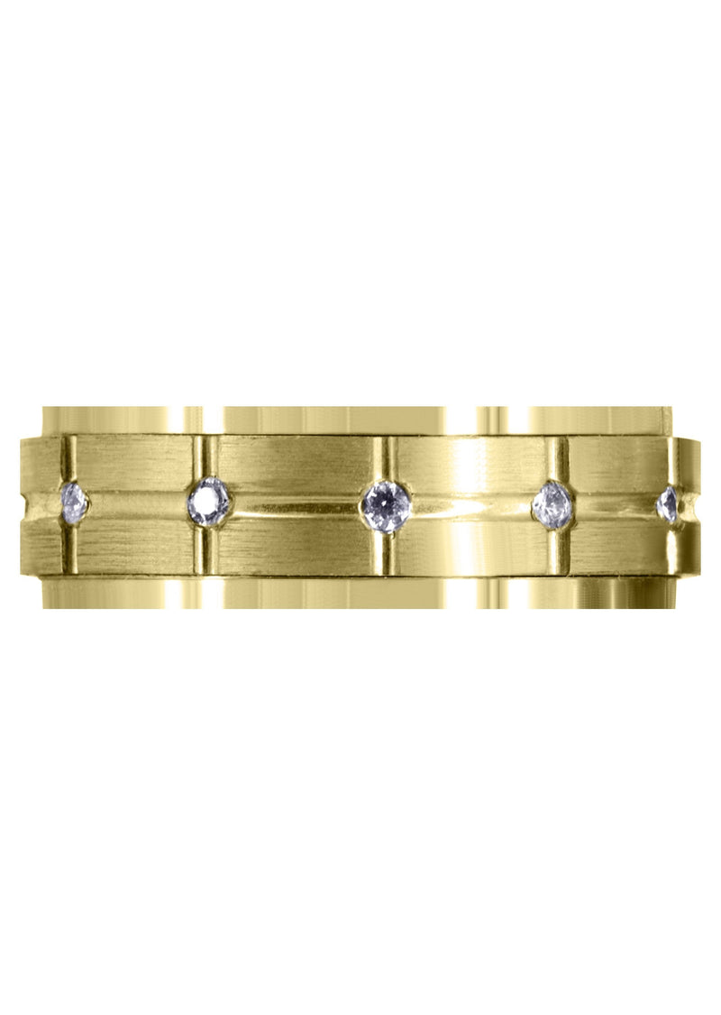 Yellow Gold Diamond Mens Wedding Band | 0.6 Carats | Satin Finish (Trevor)