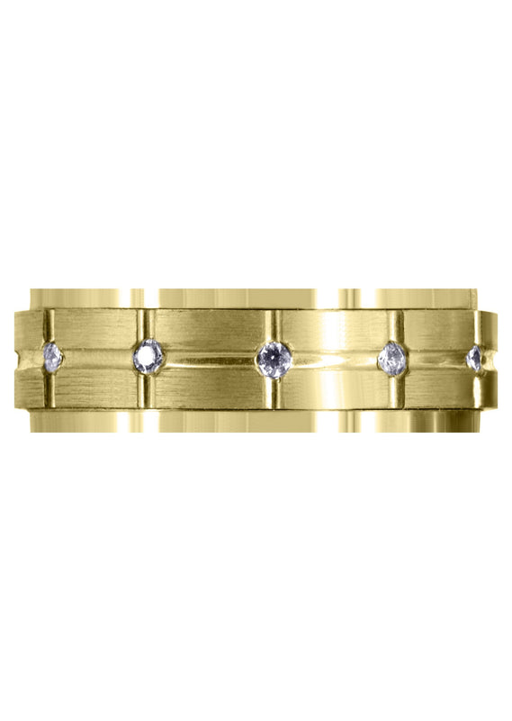 Yellow Gold Diamond Mens Wedding Band | 0.6 Carats | Satin Finish (Trevor)