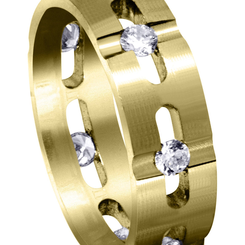 Yellow Gold Diamond Mens Wedding Band | 0.7 Carats | Satin Finish (Phoenix)
