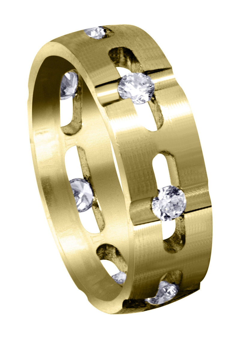 Yellow Gold Diamond Mens Wedding Band | 0.7 Carats | Satin Finish (Phoenix)