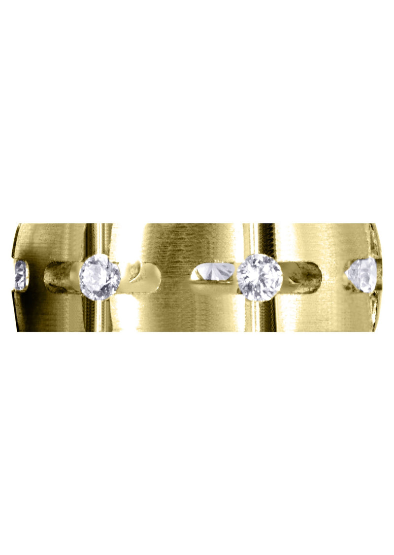 Yellow Gold Diamond Mens Wedding Band | 0.7 Carats | Satin Finish (Phoenix)