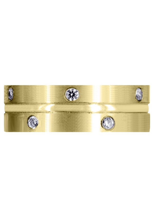 Yellow Gold Diamond Mens Wedding Band | 0.48 Carats | Satin Finish (Walter)