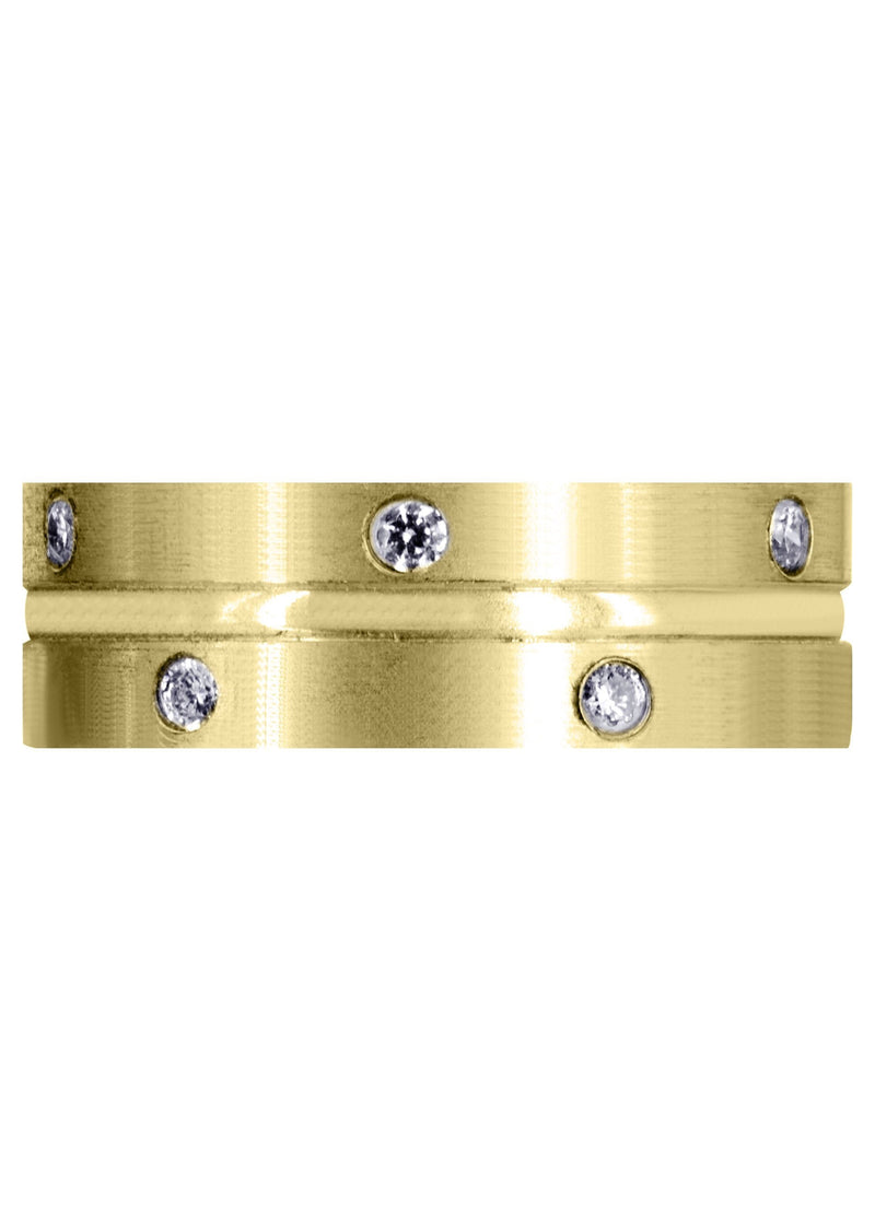 Yellow Gold Diamond Mens Wedding Band | 0.48 Carats | Satin Finish (Walter)