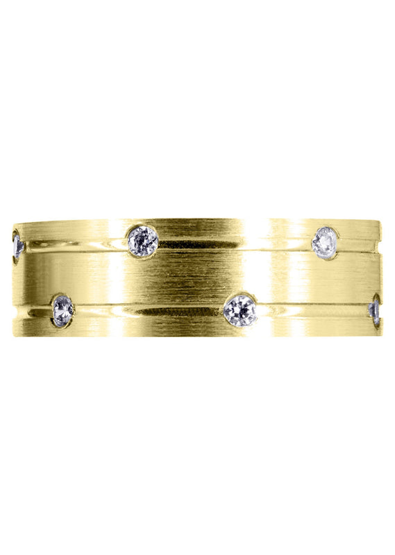 Yellow Gold Diamond Mens Wedding Band | 0.36 Carats (Albert)