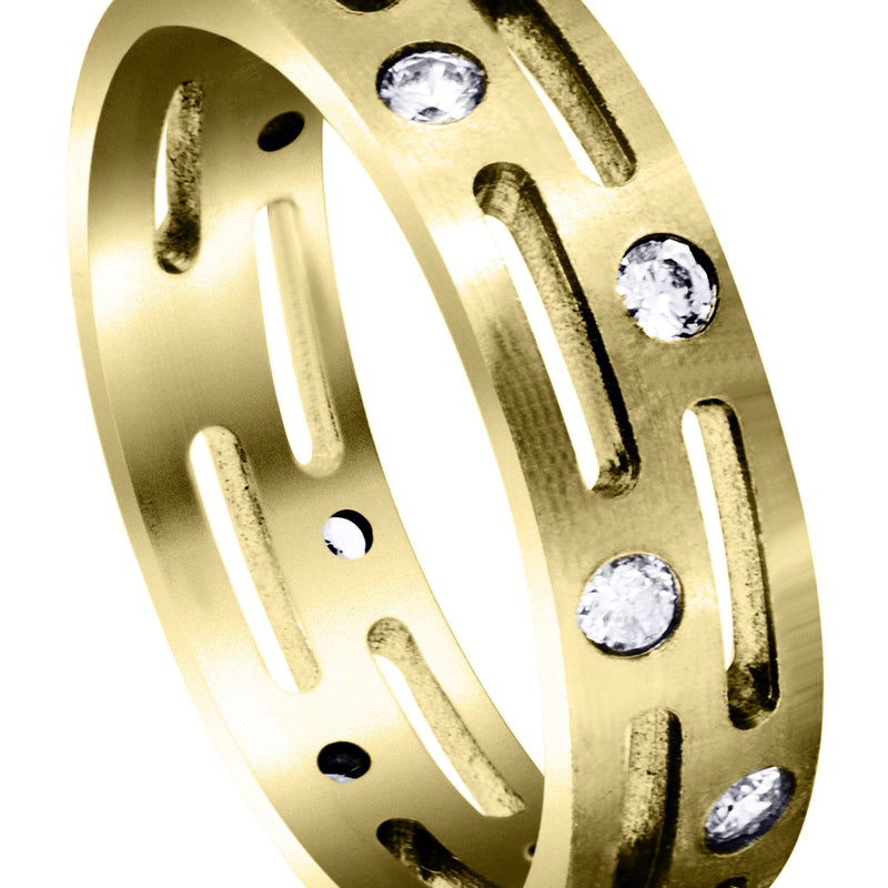 Yellow Gold Unique Mens Wedding Band | 0.6 Carats (Lawson)