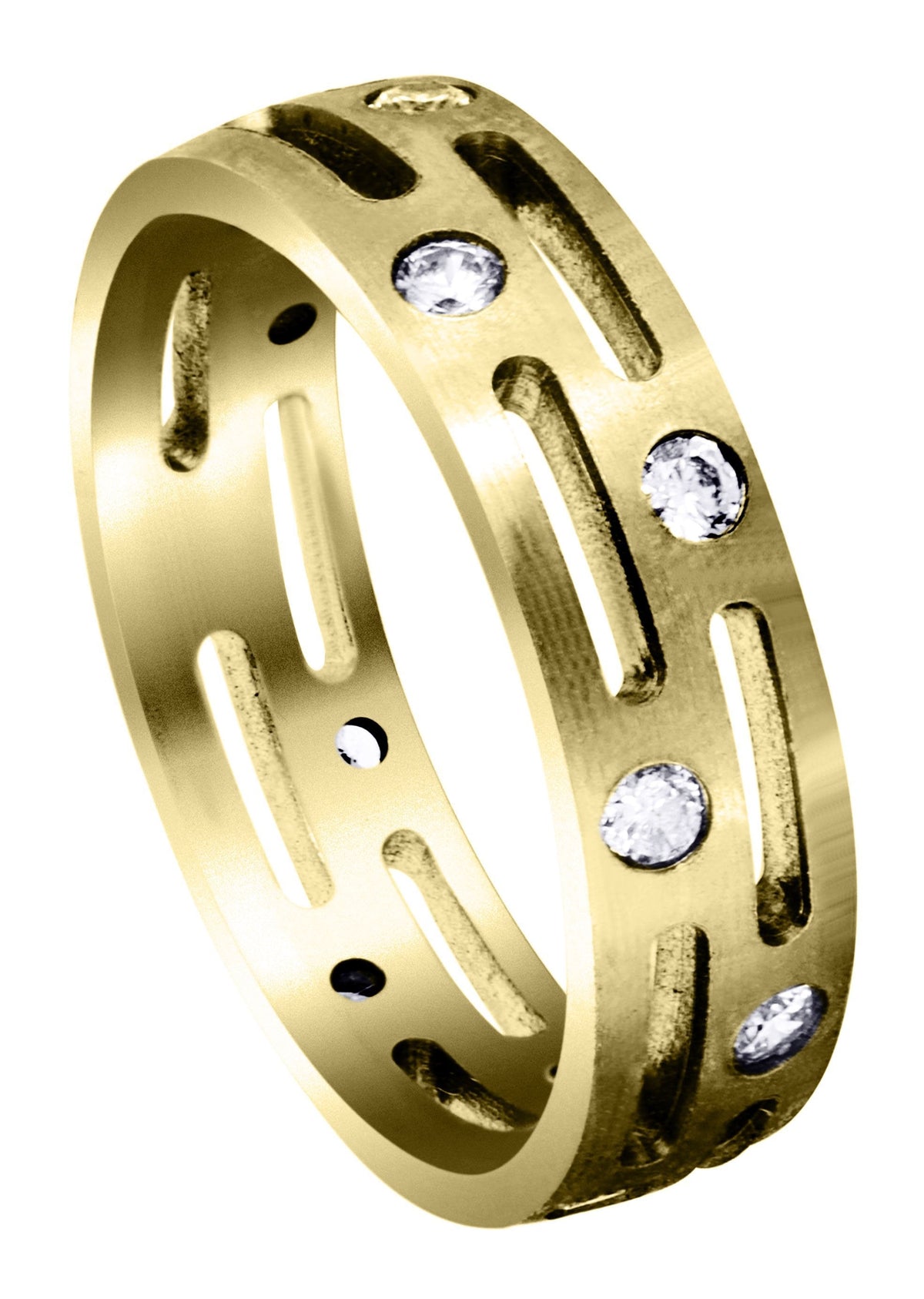 Yellow Gold Unique Mens Wedding Band | 0.6 Carats (Lawson)