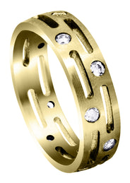 Yellow Gold Unique Mens Wedding Band | 0.6 Carats (Lawson)