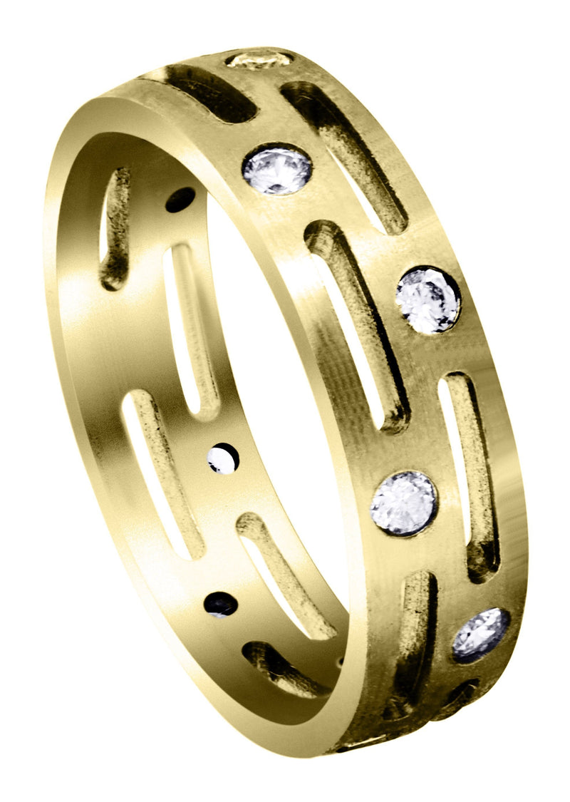 Yellow Gold Unique Mens Wedding Band | 0.6 Carats (Lawson)