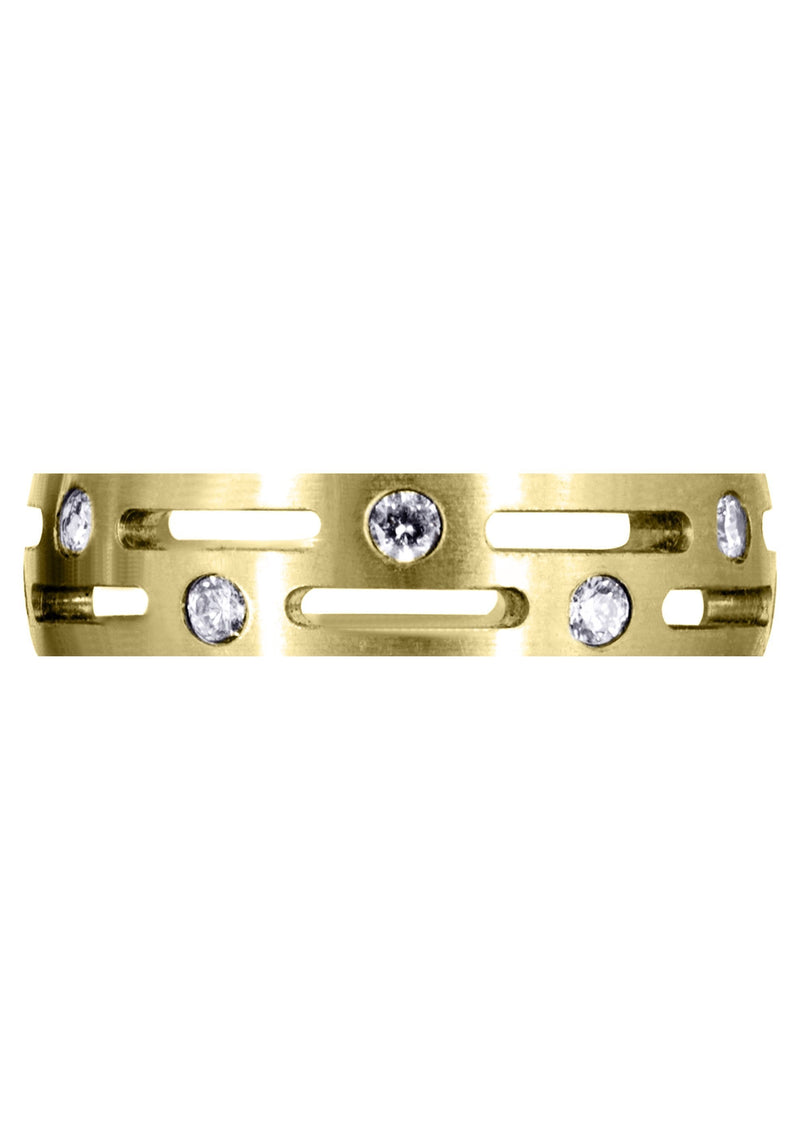 Yellow Gold Unique Mens Wedding Band | 0.6 Carats (Lawson)
