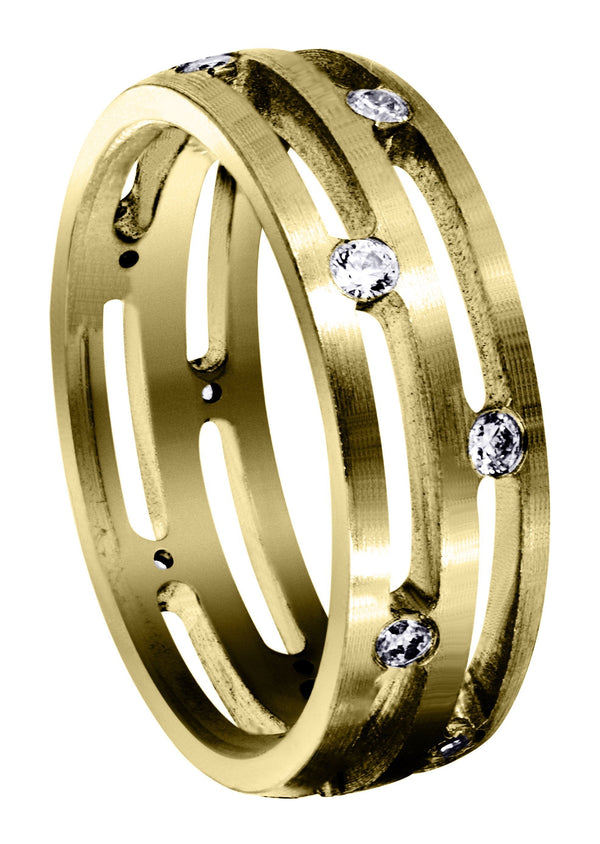 Yellow Gold Diamond Mens Wedding Band | 0.6 Carats (Ibrahim)