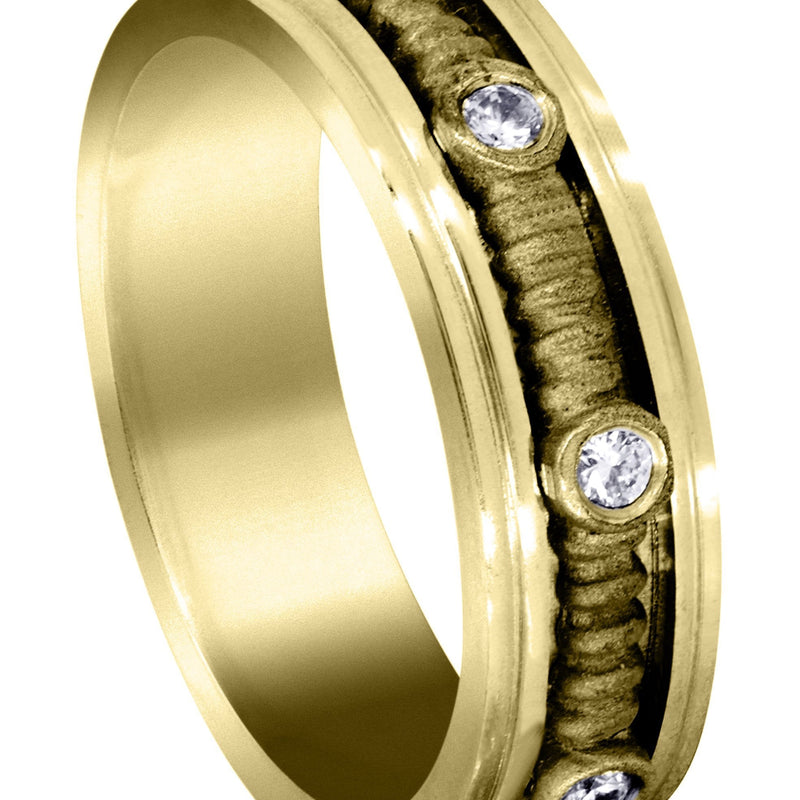 Yellow Gold Diamond Mens Wedding Band | 0.24 Carats | Sand Blast Finish (Johnathan)