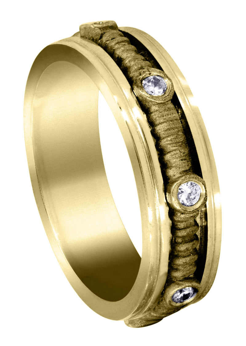 Yellow Gold Diamond Mens Wedding Band | 0.24 Carats | Sand Blast Finish (Johnathan)