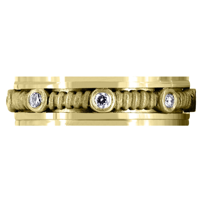 Yellow Gold Diamond Mens Wedding Band | 0.24 Carats | Sand Blast Finish (Johnathan)