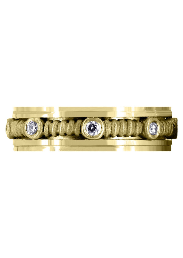 Yellow Gold Diamond Mens Wedding Band | 0.24 Carats | Sand Blast Finish (Johnathan)